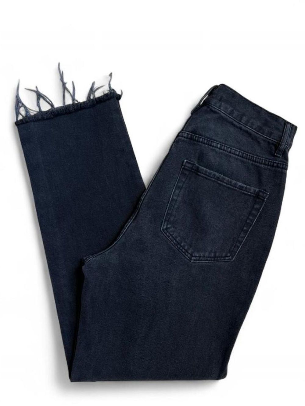 Black Distressed High Rise Straight Jeans Size 26